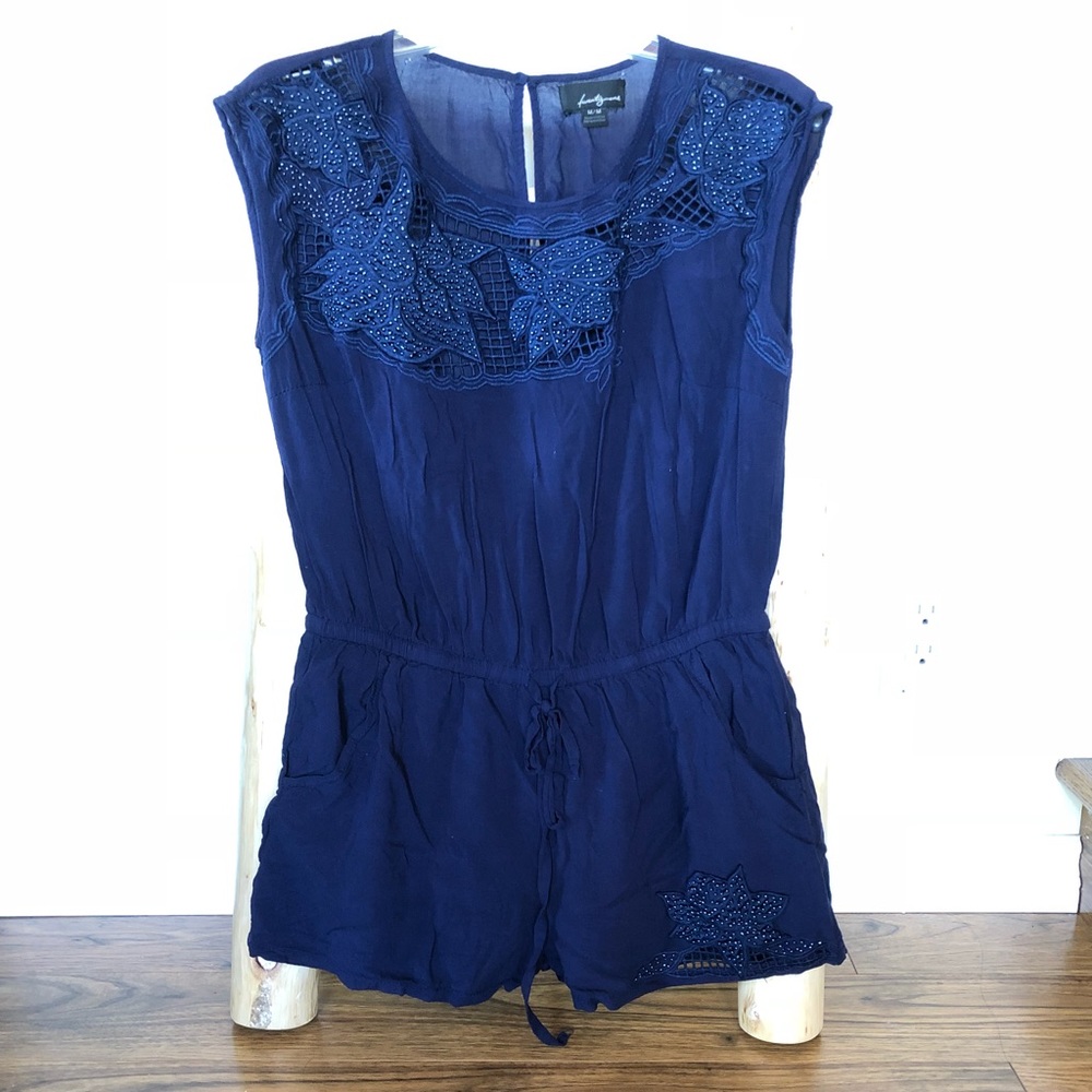 Navy romper with bead detail - sz M